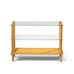 Gilbert Rohde Gilbert Rohde Style Mid Century Glass and Walnut Console Table - 4756325