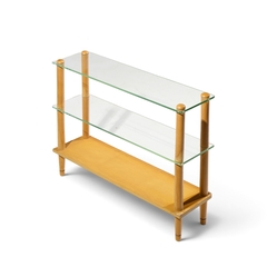 Gilbert Rohde Gilbert Rohde Style Mid Century Glass and Walnut Console Table - 4756326
