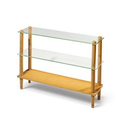 Gilbert Rohde Gilbert Rohde Style Mid Century Glass and Walnut Console Table - 4756327