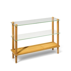 Gilbert Rohde Gilbert Rohde Style Mid Century Glass and Walnut Console Table - 4760198