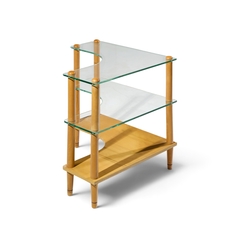 Gilbert Rohde Gilbert Rohde Style Mid Century Glass and Walnut Corner Table - 4754198