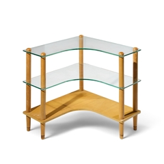 Gilbert Rohde Gilbert Rohde Style Mid Century Glass and Walnut Corner Table - 4754200