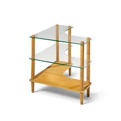 Gilbert Rohde Gilbert Rohde Style Mid Century Glass and Walnut Corner Table - 4754201