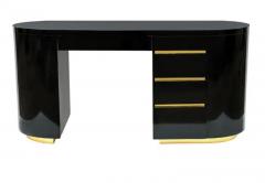 Gilbert Rohde Mid Century Post Modern Black Brass Desk after Gilbert Rohde in Art Deco Form - 3511383