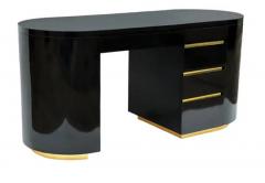 Gilbert Rohde Mid Century Post Modern Black Brass Desk after Gilbert Rohde in Art Deco Form - 3511384