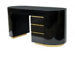 Gilbert Rohde Mid Century Post Modern Black Brass Desk after Gilbert Rohde in Art Deco Form - 3511385