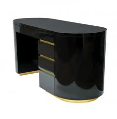 Gilbert Rohde Mid Century Post Modern Black Brass Desk after Gilbert Rohde in Art Deco Form - 3511389