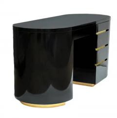 Gilbert Rohde Mid Century Post Modern Black Brass Desk after Gilbert Rohde in Art Deco Form - 3511443