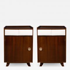 Gilbert Rohde Pair of Art Deco Bookmatched Mahogany and Leather Nightstands by Gilbert Rohde - 1486391
