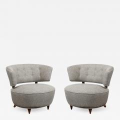 Gilbert Rohde Pair of Art Deco Walnut Holly Hunt Upholstery Lounge Chairs by Gilbert Rohde - 3360027