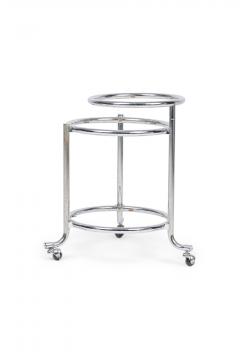 Gilbert Rohde Pair of Chrome 3 Tier Rolling Swivel Side Table Attributed to Gilbert Rohde - 4657032