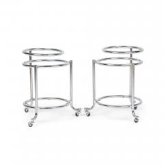 Gilbert Rohde Pair of Chrome 3 Tier Rolling Swivel Side Table Attributed to Gilbert Rohde - 4708678