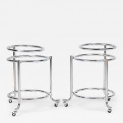 Gilbert Rohde Pair of Chrome 3 Tier Rolling Swivel Side Table Attributed to Gilbert Rohde - 4708737