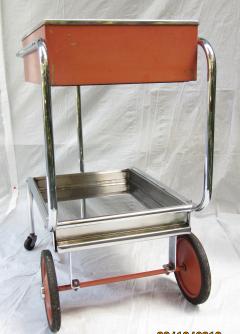 Gilbert Rohde Rolling Chrome Bar Cart Gilbert Rohde for Troy Sunshade Art Deco circa 1933 - 731445