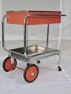 Gilbert Rohde Rolling Chrome Bar Cart Gilbert Rohde for Troy Sunshade Art Deco circa 1933 - 731448