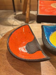 Gilbert Valentin Pair of ceramic decorative Vide Poche by Gilbert Valentin France Circa 1960s - 4539535