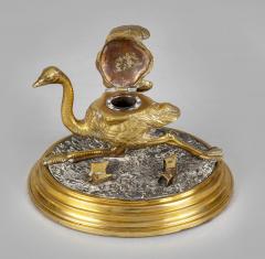 Gilded Bronze Ostrich Inkwell - 2473472