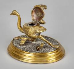 Gilded Bronze Ostrich Inkwell - 2473473