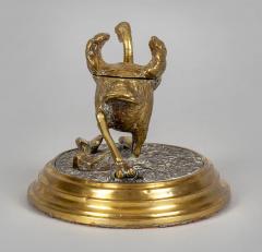 Gilded Bronze Ostrich Inkwell - 2473474