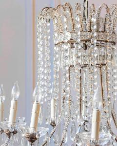 Gilded Italian Basket Chandelier with Crystal and Glass Drops c 1900 - 4431963