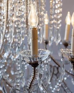 Gilded Italian Basket Chandelier with Crystal and Glass Drops c 1900 - 4432031
