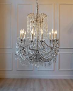 Gilded Italian Basket Chandelier with Crystal and Glass Drops c 1900 - 4432032