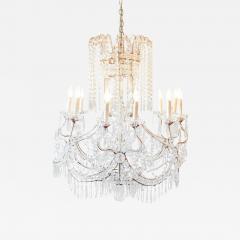 Gilded Italian Basket Chandelier with Crystal and Glass Drops c 1900 - 4434972