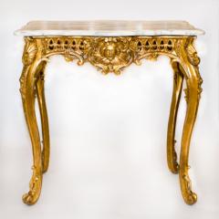Gilded Italian Louis XV Table Marble Top France Antique 19th Century - 152746