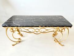 Gilded Wrought Iron Cocktail Table Attrb Raymond Subes France 1940s - 4504622