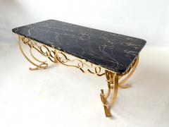 Gilded Wrought Iron Cocktail Table Attrb Raymond Subes France 1940s - 4504624