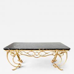 Gilded Wrought Iron Cocktail Table Attrb Raymond Subes France 1940s - 4504675