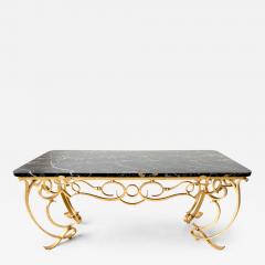 Gilded Wrought Iron Cocktail Table Attrb Raymond Subes France 1940s - 4552601