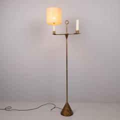 Gilded iron standard lamp with candle side light - 4304799