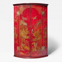 Giles Grendey 18th Century George II Scarlet Red Japanned Corner Cupboard Att Giles Grendey - 3130483