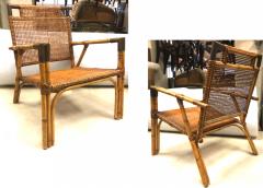 Gilles Semadiras Riviera50s style Gilles Semadiras for Maison et Jardin pair of canning chairs - 985533