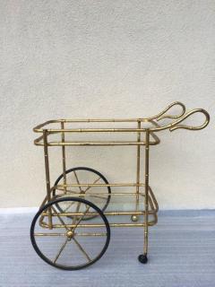Gilt Bamboo Iron Rolling Bar Cart - 1367646