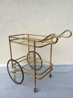 Gilt Bamboo Iron Rolling Bar Cart - 1367661