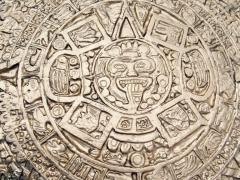 Gilt Bas Relief Aztec Calendar Coffee Table Cast Aluminium Mexican 1960s - 570673