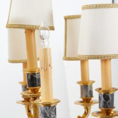 Gilt Bronze Black Marble Seven Light Candelabra Pair Table Lamp - 3534818