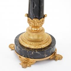 Gilt Bronze Black Marble Seven Light Candelabra Pair Table Lamp - 3534819