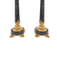 Gilt Bronze Black Marble Seven Light Candelabra Pair Table Lamp - 3534822