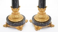 Gilt Bronze Black Marble Seven Light Candelabra Pair Table Lamp - 3534823