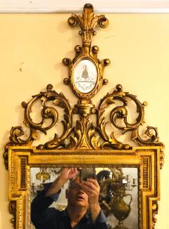 Gilt Carved Wall Console or Table Mirror with High Open Fleur de Lis Pediment - 2944667