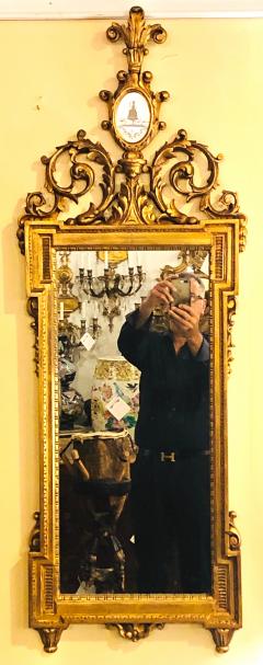 Gilt Carved Wall Console or Table Mirror with High Open Fleur de Lis Pediment - 2944676