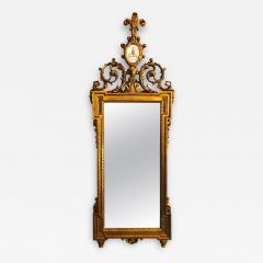 Gilt Carved Wall Console or Table Mirror with High Open Fleur de Lis Pediment - 2957002