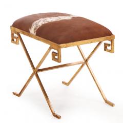 Gilt Iron Bench Upholstered in New Cowhide Contemporary  - 4739654