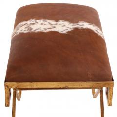 Gilt Iron Bench Upholstered in New Cowhide Contemporary  - 4739656