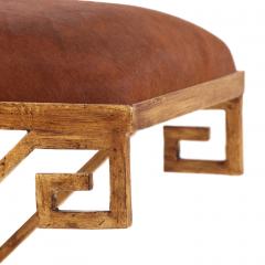 Gilt Iron Bench Upholstered in New Cowhide Contemporary  - 4739657
