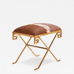Gilt Iron Bench Upholstered in New Cowhide Contemporary  - 4740308