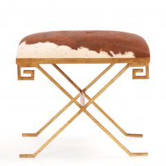 Gilt Iron Bench Upholstered in New Cowhide Contemporary  - 4739674